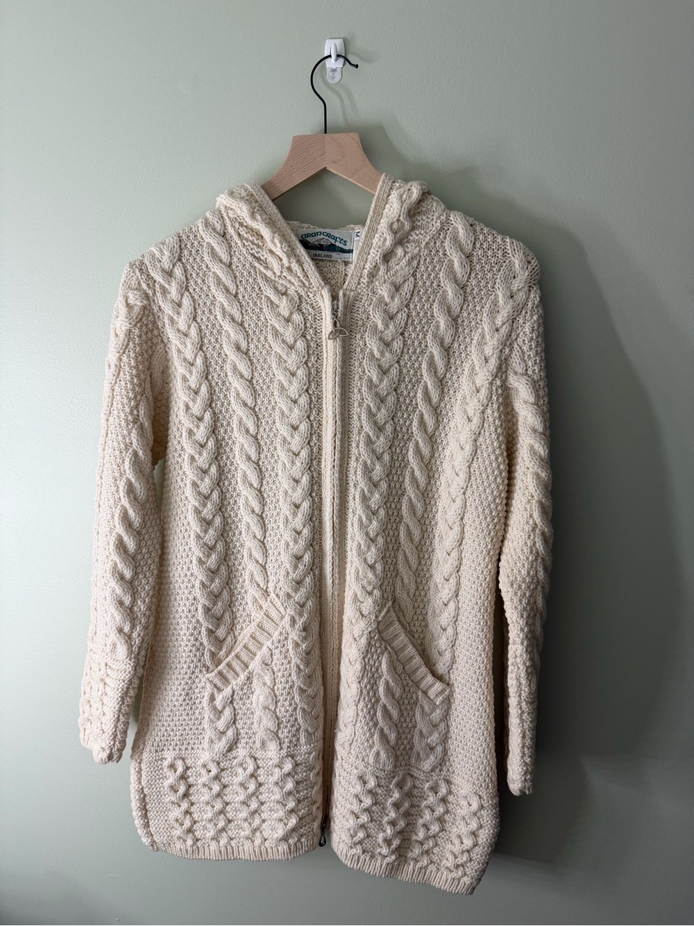 Aran Crafts Cable Knit Zip Hoodie Sweater